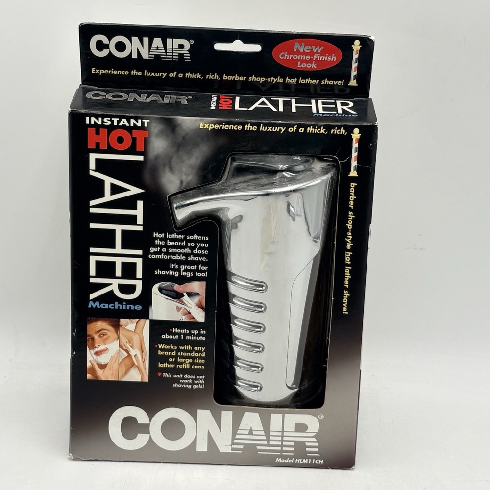 Vtg CONAIR HLM11CH Instant Hot Lather Shaving Cream Machine CHROME - NEW IN BOX